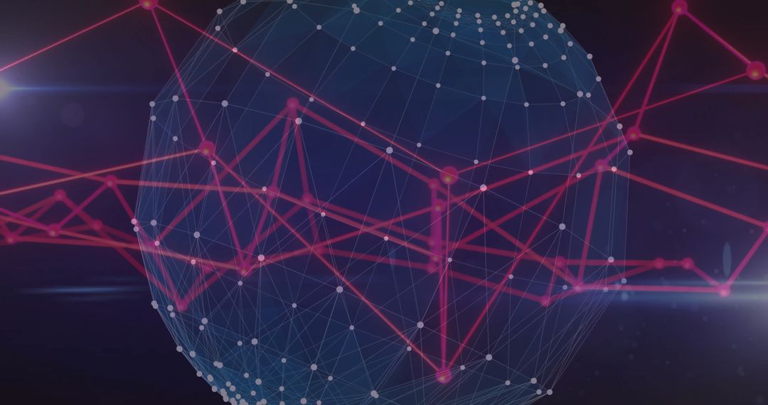 Abstract global network with red connections and digital interface