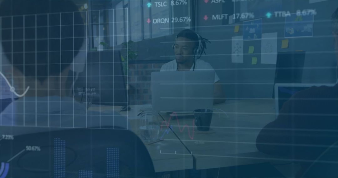 Diverse Business Team Collaborates with Digital Interface