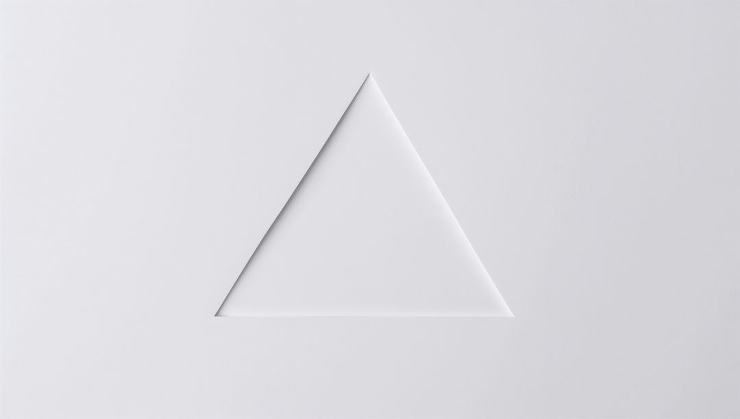 Minimal Monochrome Triangle Cutout Panel with Soft Bevel Shadows and Subtle Tactile Depth