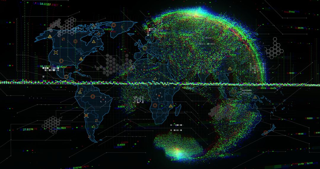 Futuristic Wireframe Globe on Digital Dashboard