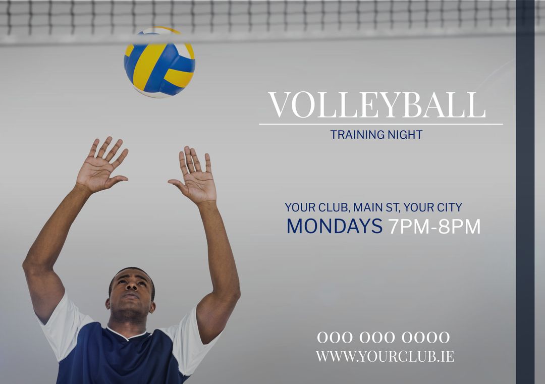 Volleyball Training Night Flyer With Athlete Serving Ball - Download Free Stock Templates Pikwizard.com