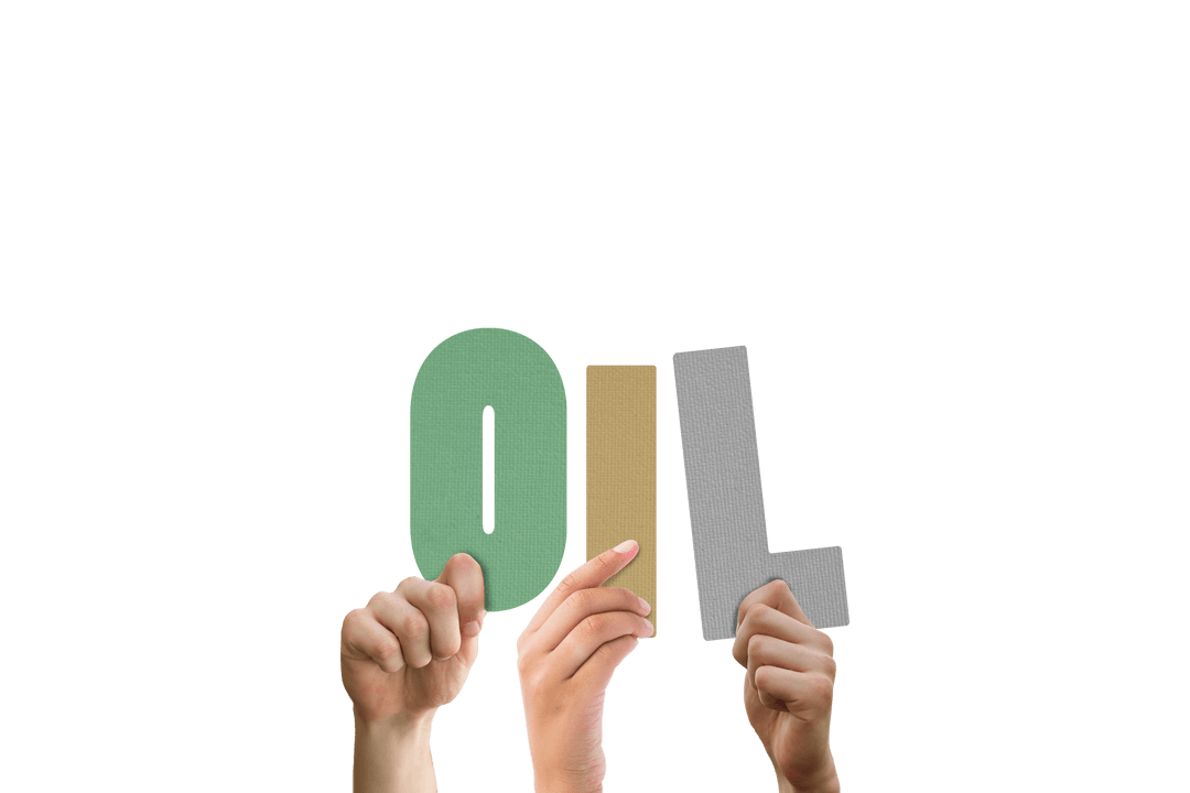 Transparent Cut Out Paper Letters Forming Word Oil Hand Held