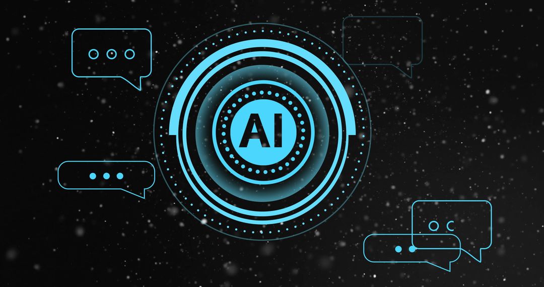 AI Digital Communication Concept with Speech Bubbles and HUD Elements