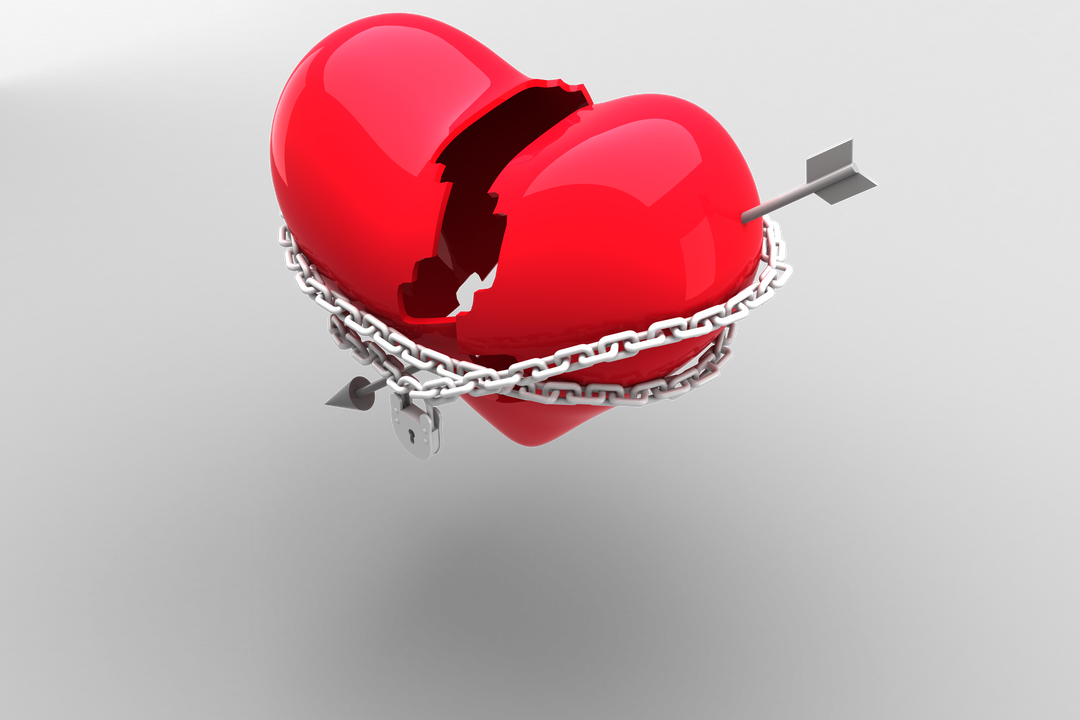 Red Broken Heart with Arrow Chain and Padlock on Transparent Background - Download Free Stock Images Pikwizard.com