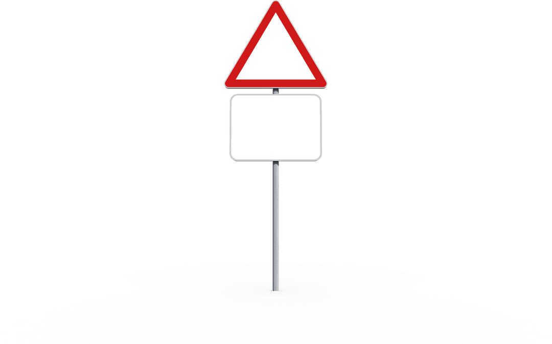 Transparent Road Sign with Blank Warning Placard