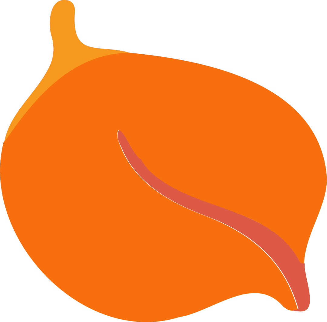 Minimalist Orange Geometric Shape with Curved Stripe on Transparent