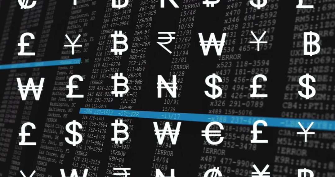 Currency Symbols and Financial Data Analysis on Display Screen