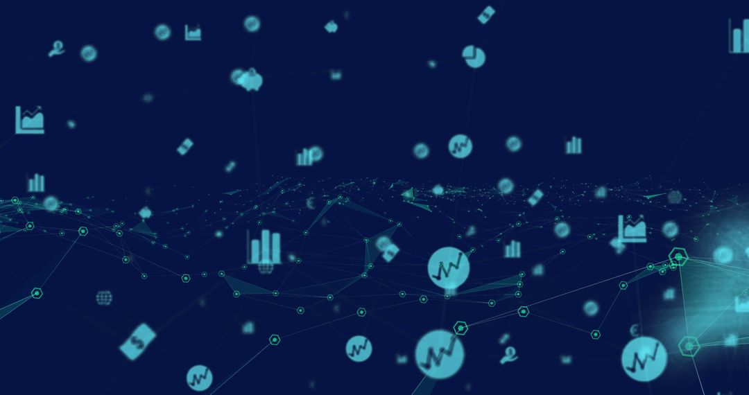 Futuristic Network with Digital Data Icons Representing Global Communication