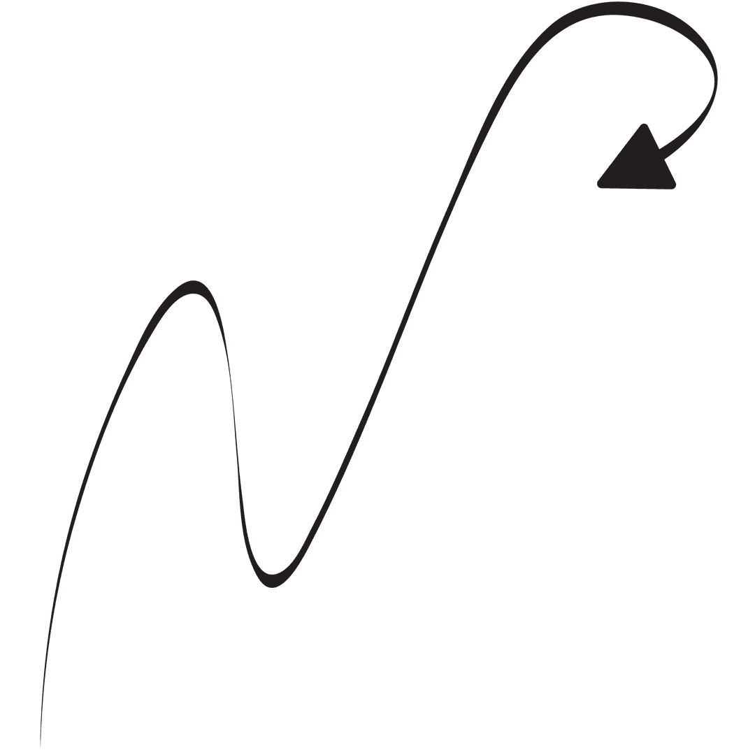 Sleek Black Curved Arrow on Transparent Background