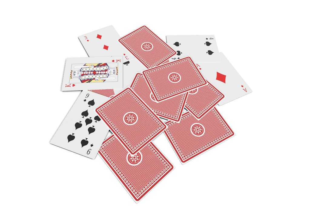 3D Arrangement of Scattered Transparent Playing Cards Under Bright Light