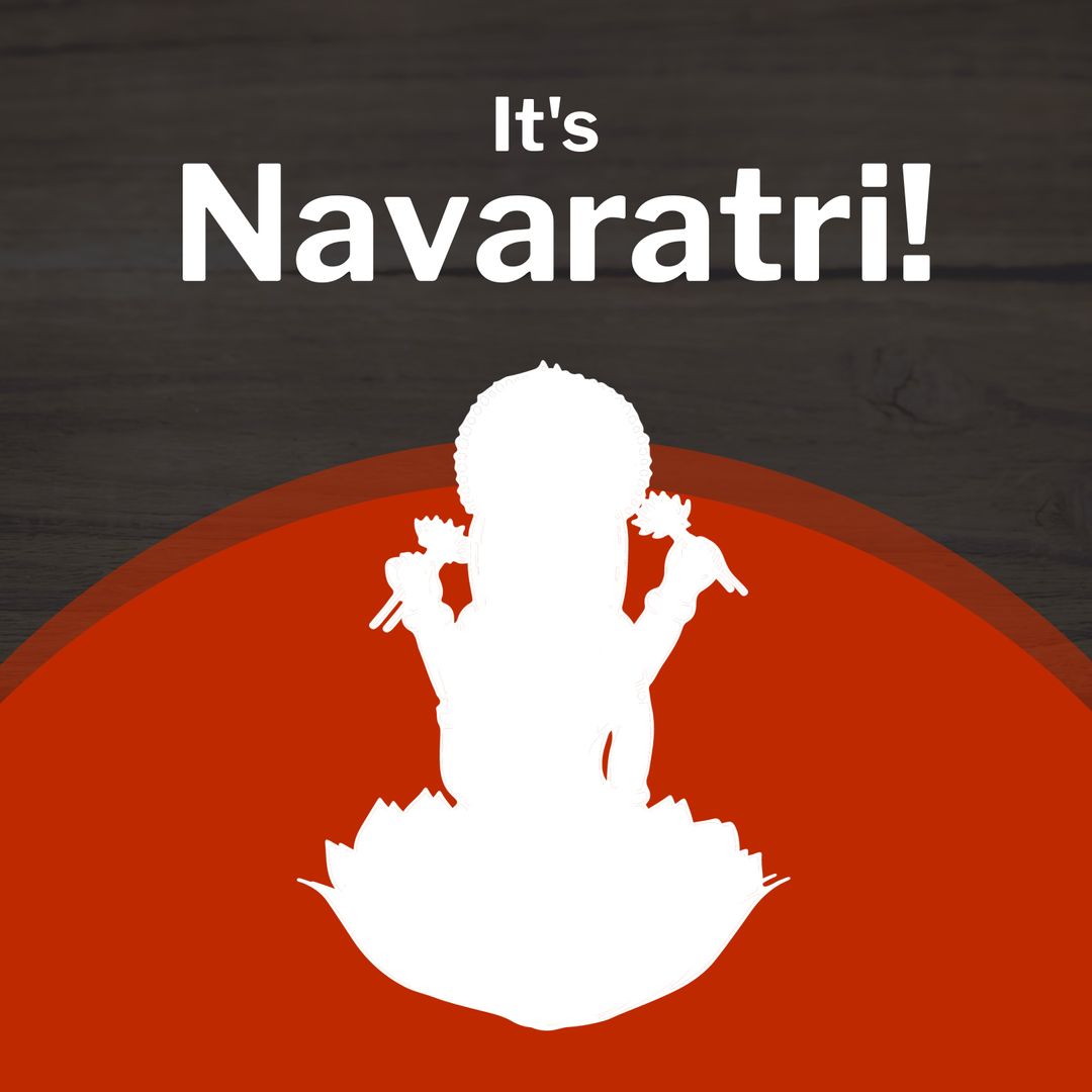 Navratri Festival Celebration with Goddess Silhouette on Orange Background - Download Free Stock Templates Pikwizard.com