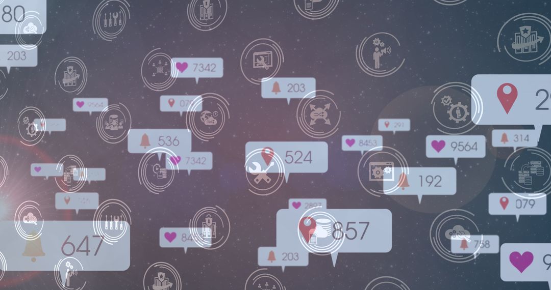 Speech Bubbles with Social Media Insights on Grey Background