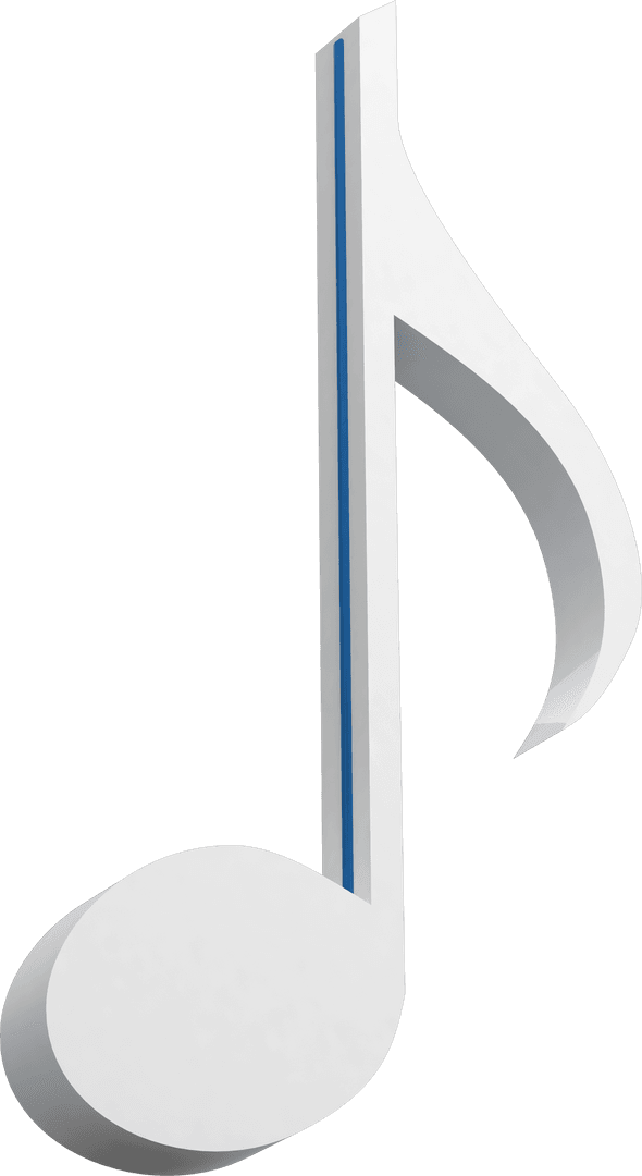 3D Transparent Music Note Icon with Blue Stripe