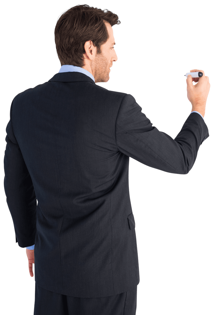 Transparent Businessman Illustrates Idea with Marker