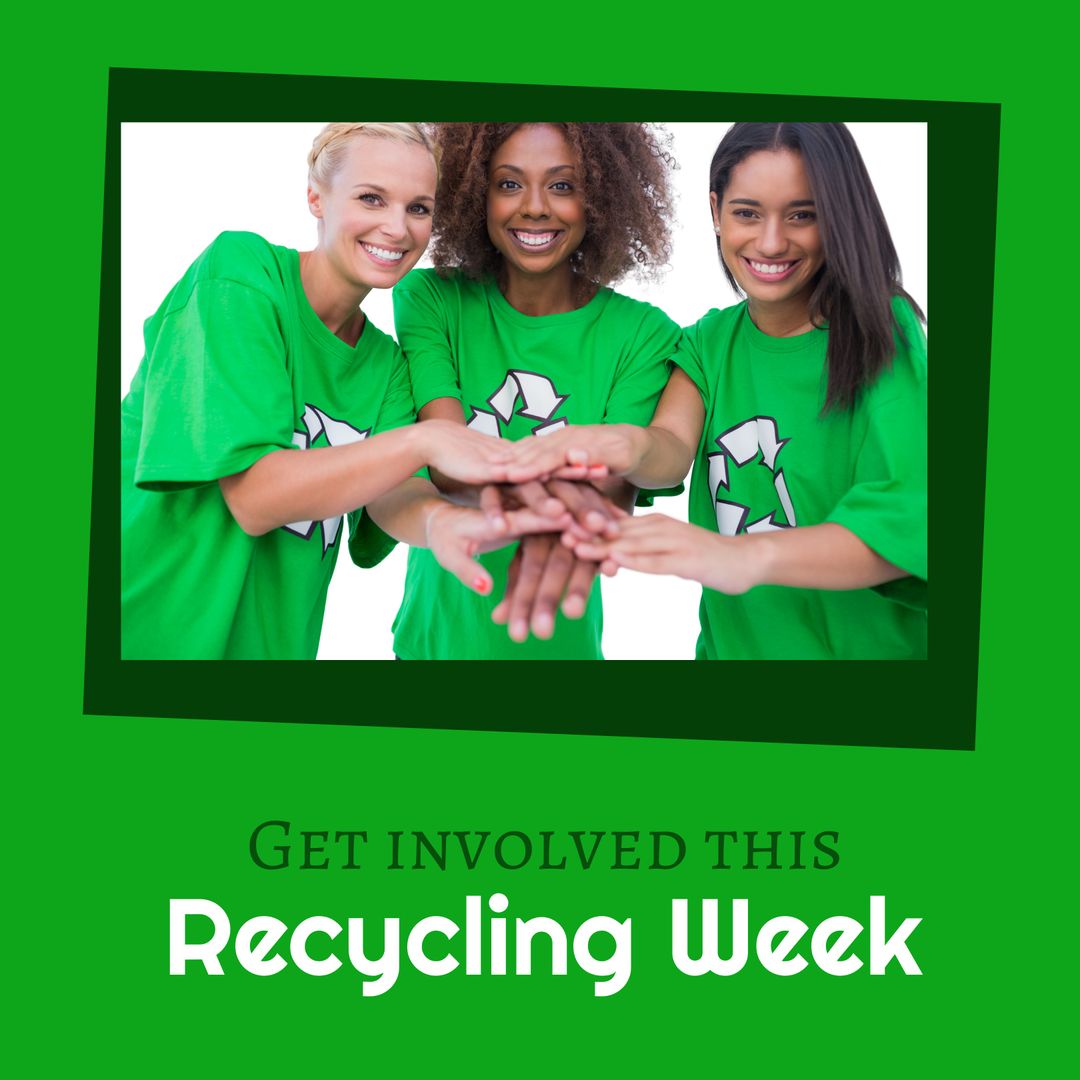 Multiracial Volunteers Promoting Recycling Week