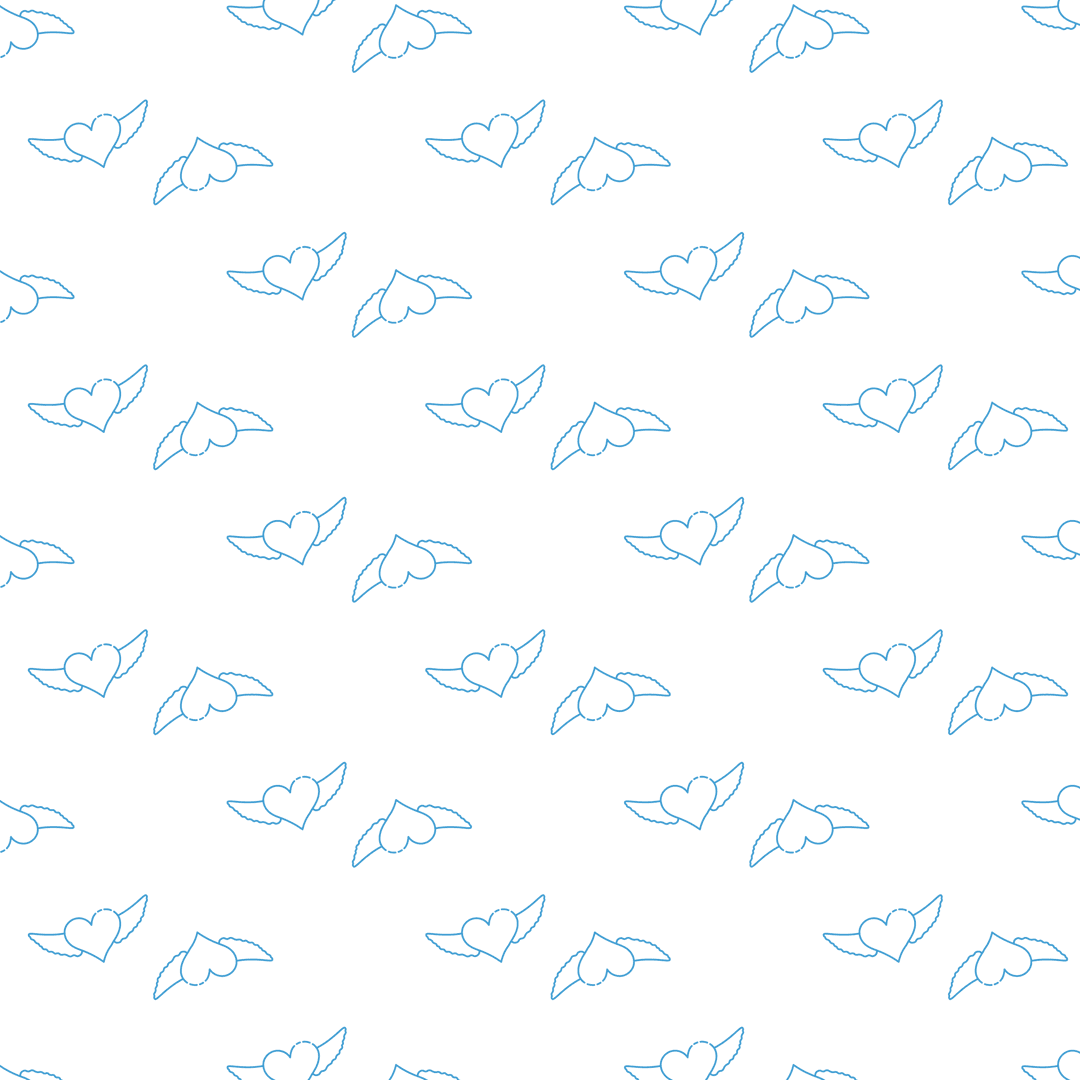 Abstract Blue Pattern with Floating Hearts on Transparent Background