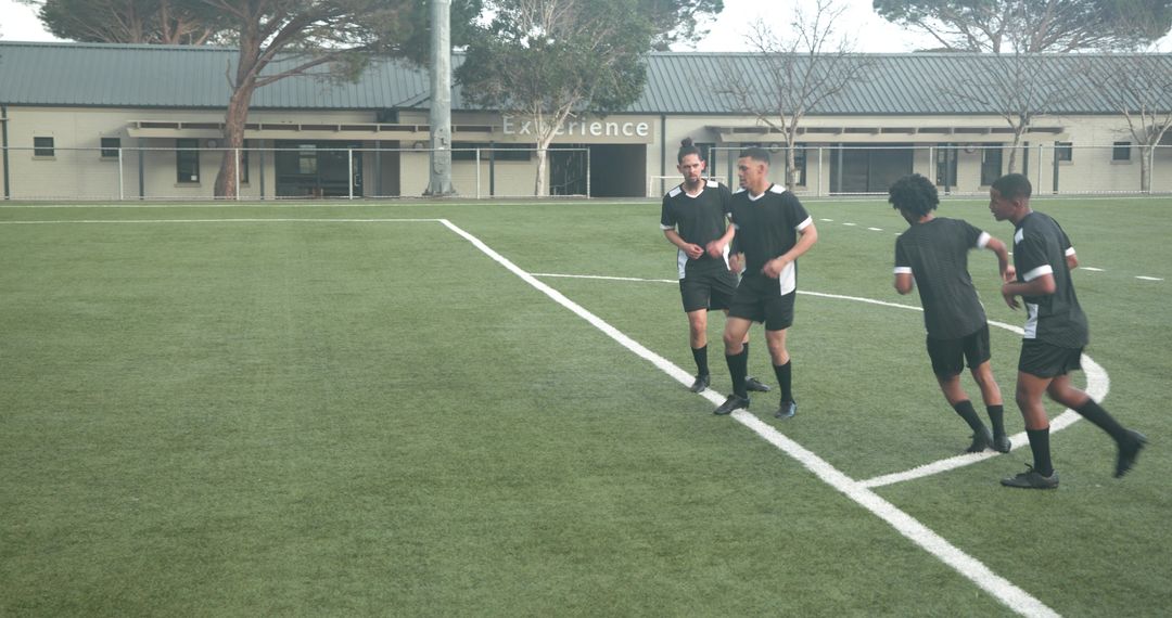 Soccer Team Enjoying Outdoor Practice Session