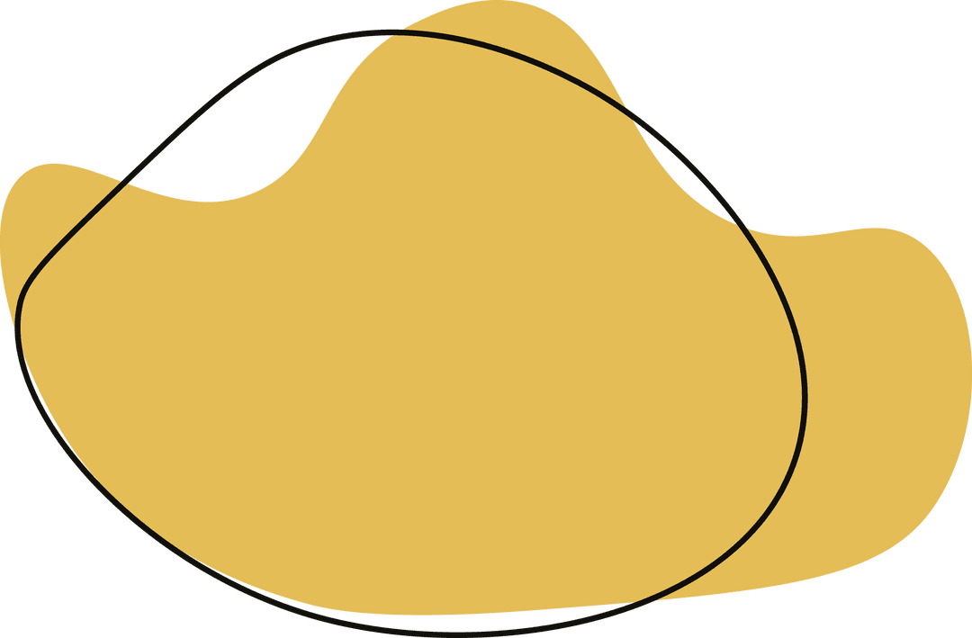 Abstract Yellow and Black Abstract Shape Design on Transparent Background