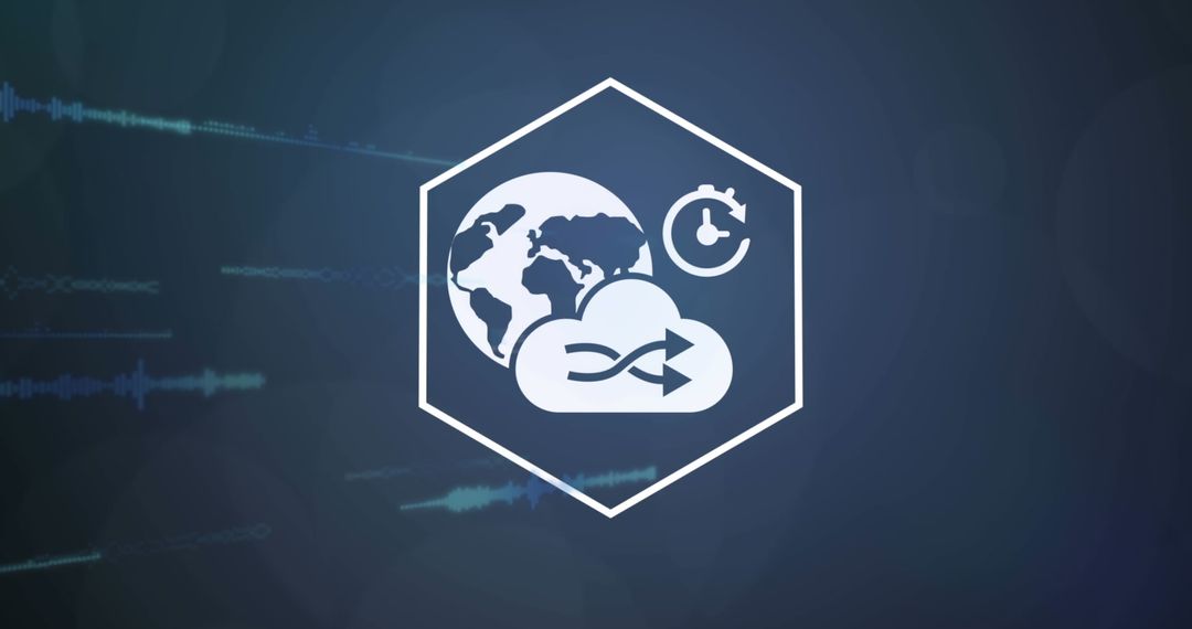 Digital Interface with Global Data Processing Icons