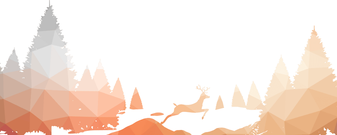 Transparent Mosaic Winter Landscape with Leaping Reindeer