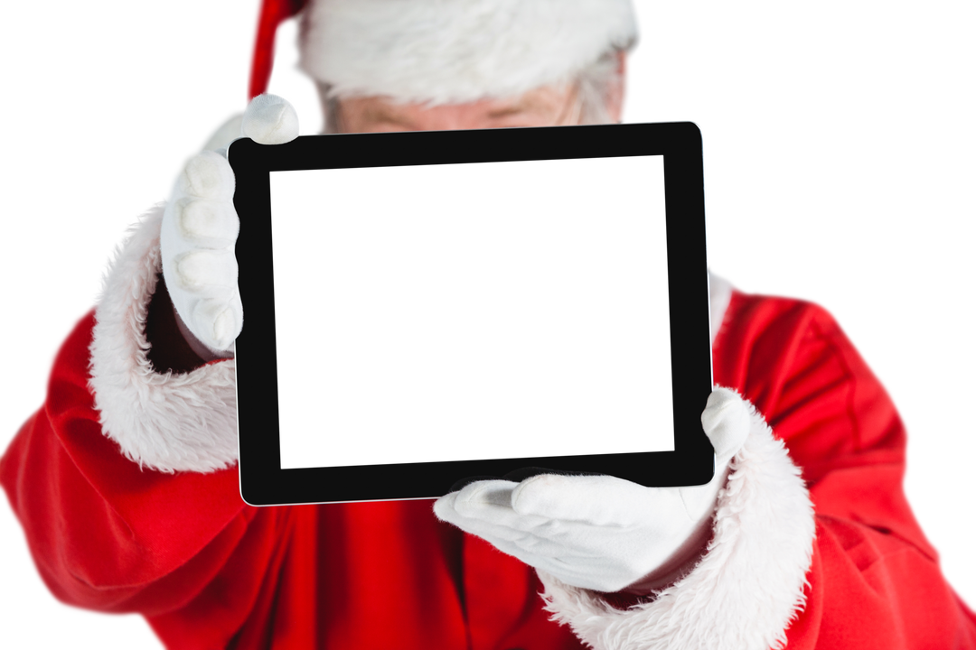 Santa Claus Holding Transparent Digital Tablet Hiding Face - Download Free Stock Images Pikwizard.com