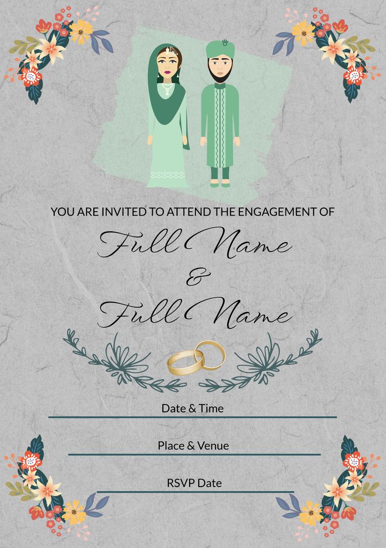 Engagement Invitation with Traditional Indian Floral Design - Download Free Stock Templates Pikwizard.com