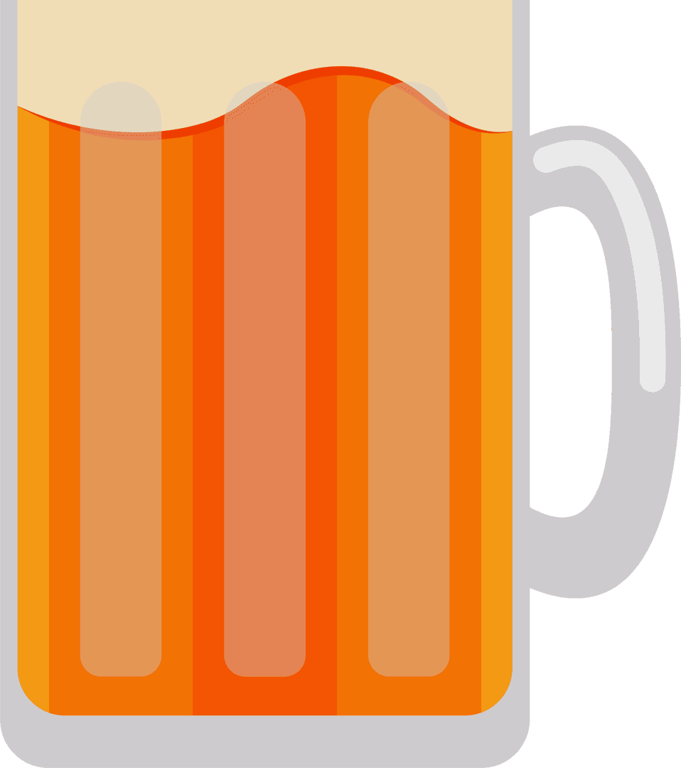 Cartoon Beer Mug with Foamy Head Vector on Transparent Background