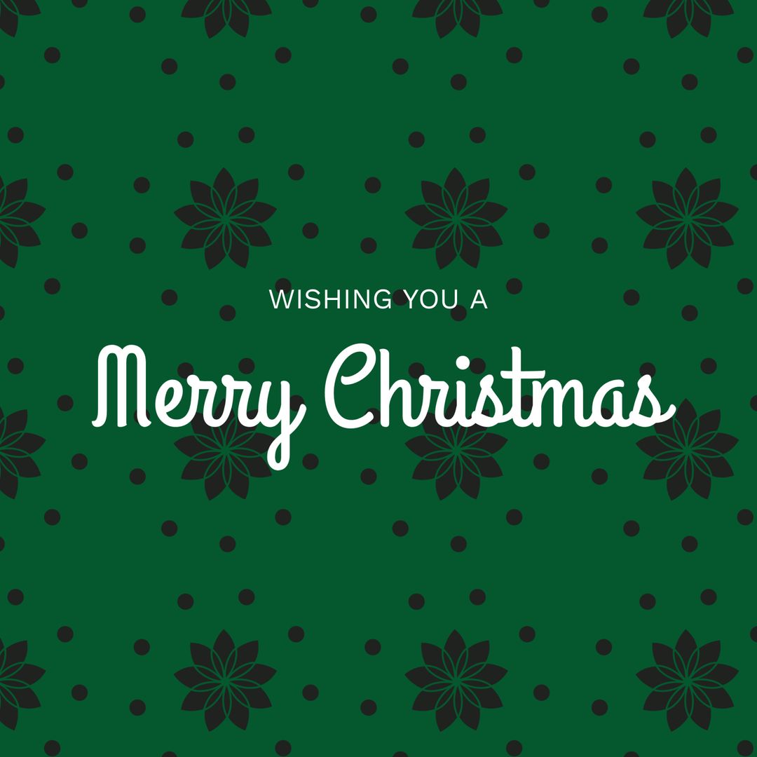 Festive Merry Christmas Green Banner with Floral Patterns