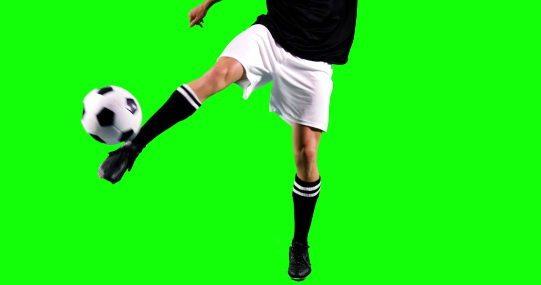Soccer Player Kicking Ball on Green Screen Background Outdoors - Free Images, Stock Photos and Pictures on Pikwizard.com