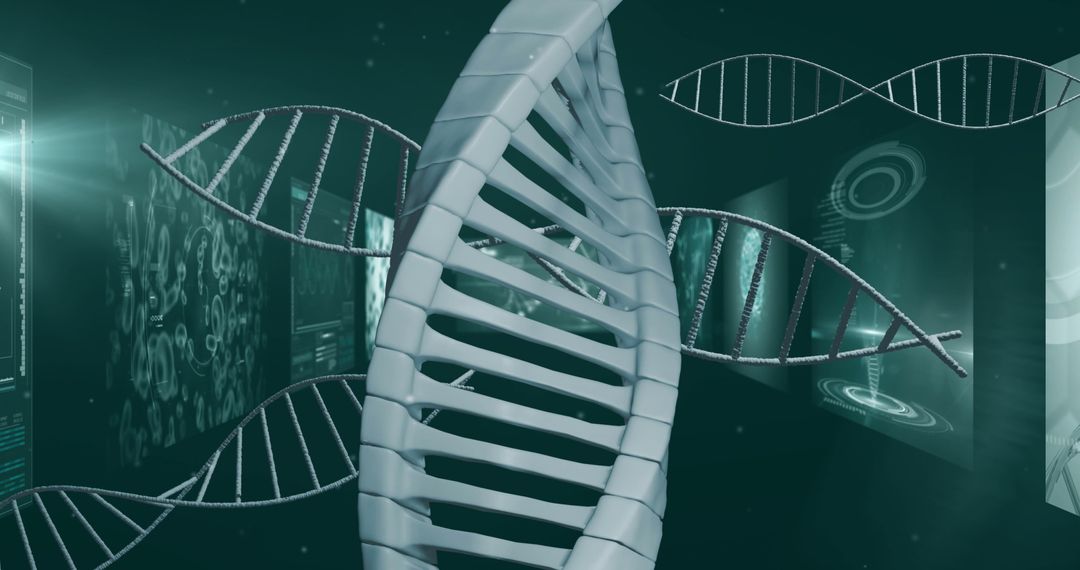 DNA Strand and Digital Screens in Genetic Research