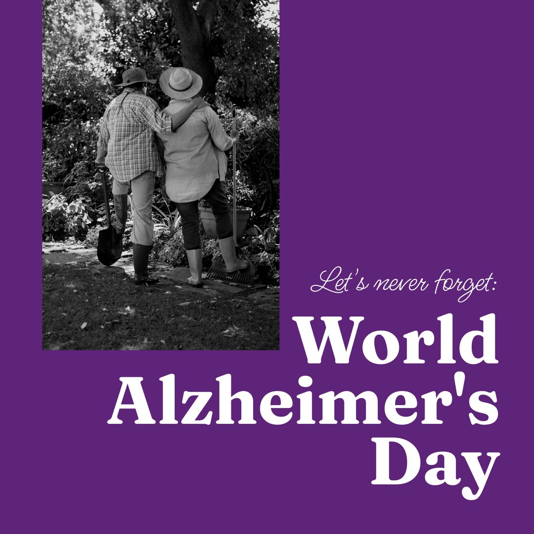 Senior Couple in Garden for Alzheimer's Day Awareness