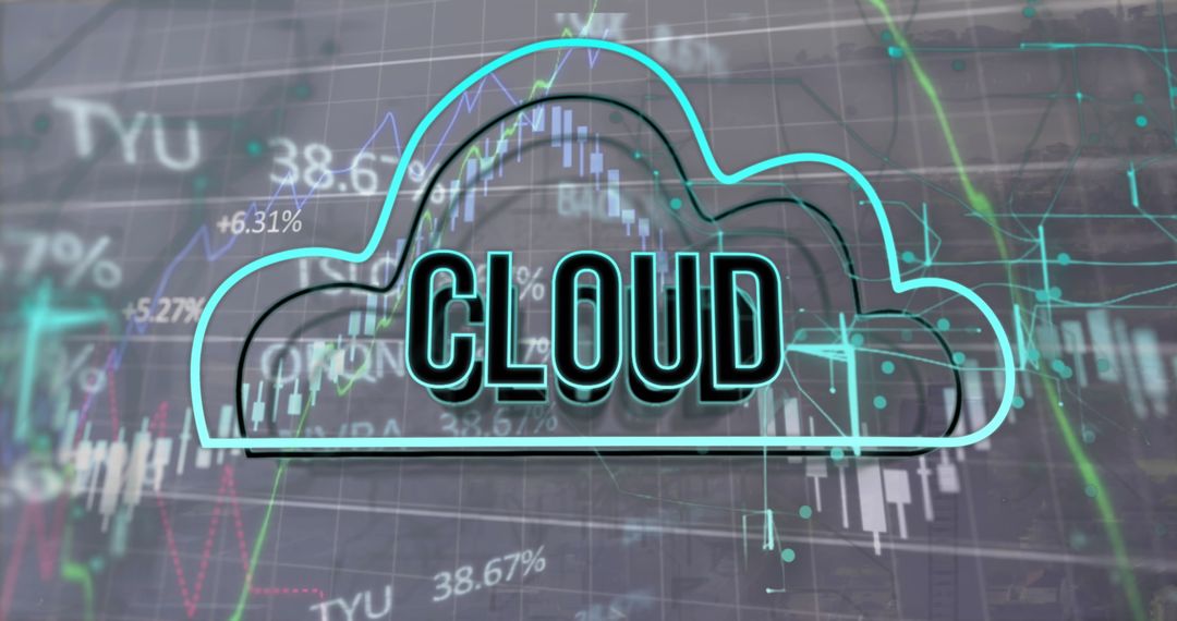 Digital Cloud Symbol and Financial Data Overlay