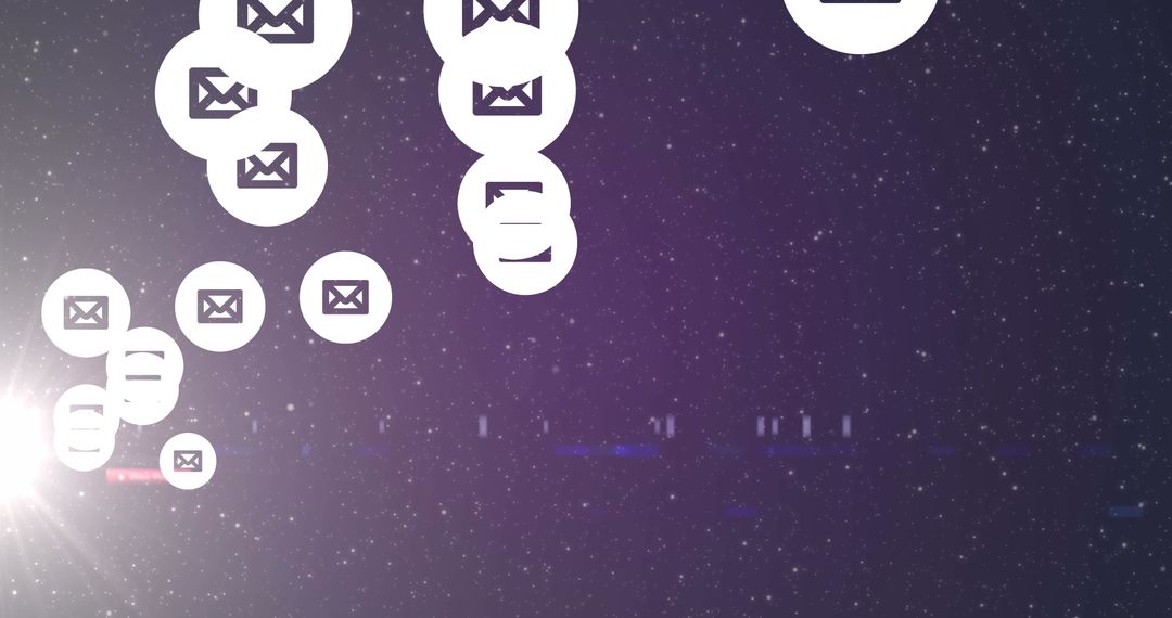 Floating Digital Email Icons with Starry Background