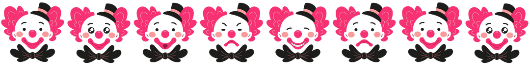 Cheerful Pink Heart-Headed Clowns with Transparent Background