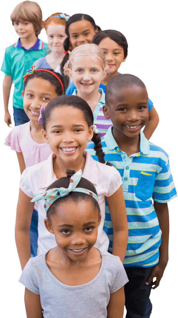 Happy Diverse Kids Posing with Joy in Transparent Background