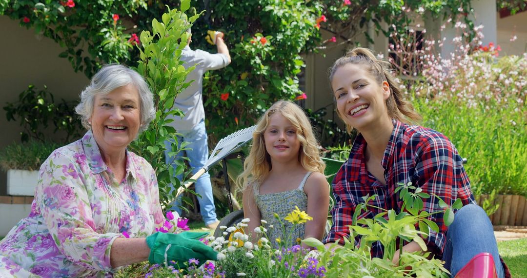 Three Generations of Women Gardening Together in Backyard - Free Images, Stock Photos and Pictures on Pikwizard.com