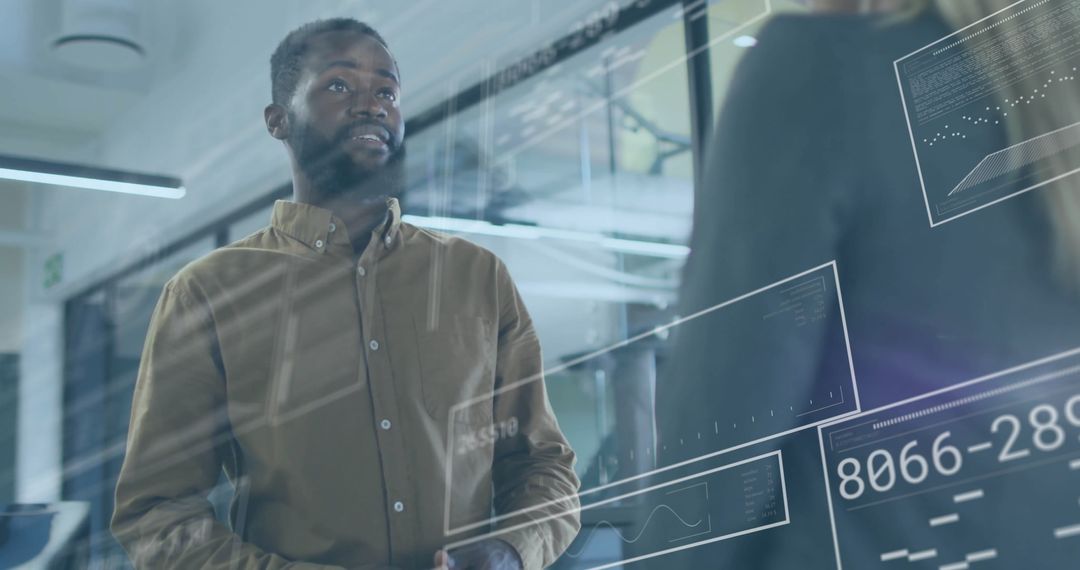 Business Professionals Engaging with Digital Financial Data in Modern Office