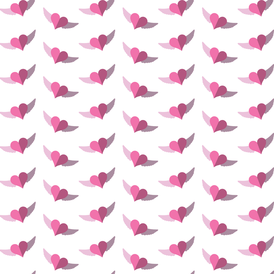 Vector Pink Hearts with Wings on Transparent Background for Valentine's Design