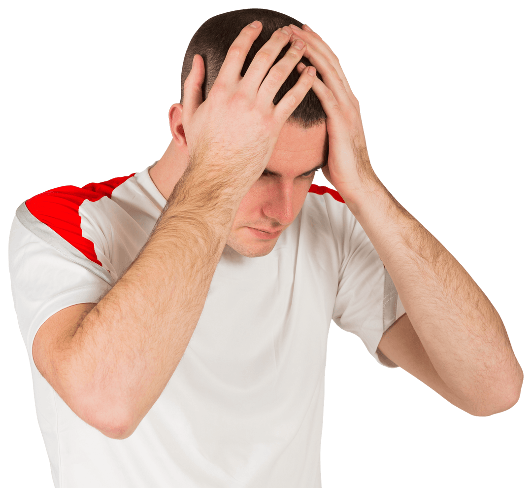 Disappointed Transparent Football Player Holding Head