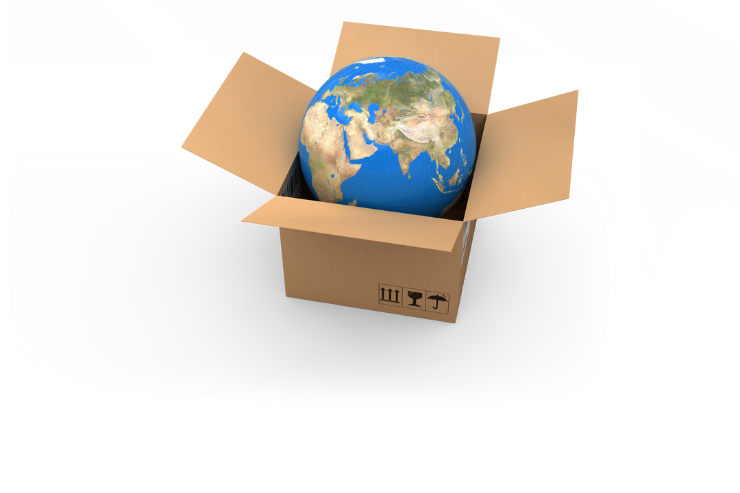 Transparent High Angle View of Globe in Cardboard Box - Download Free Stock Images Pikwizard.com