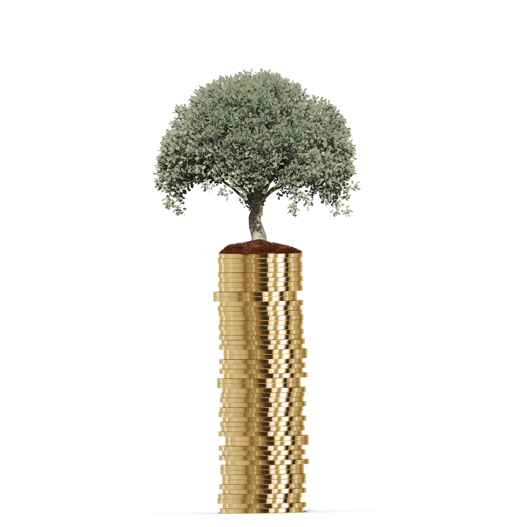 Transparent Growing Tree on Stack of Gold Coins PNG Illustration - Download Free Stock Images Pikwizard.com