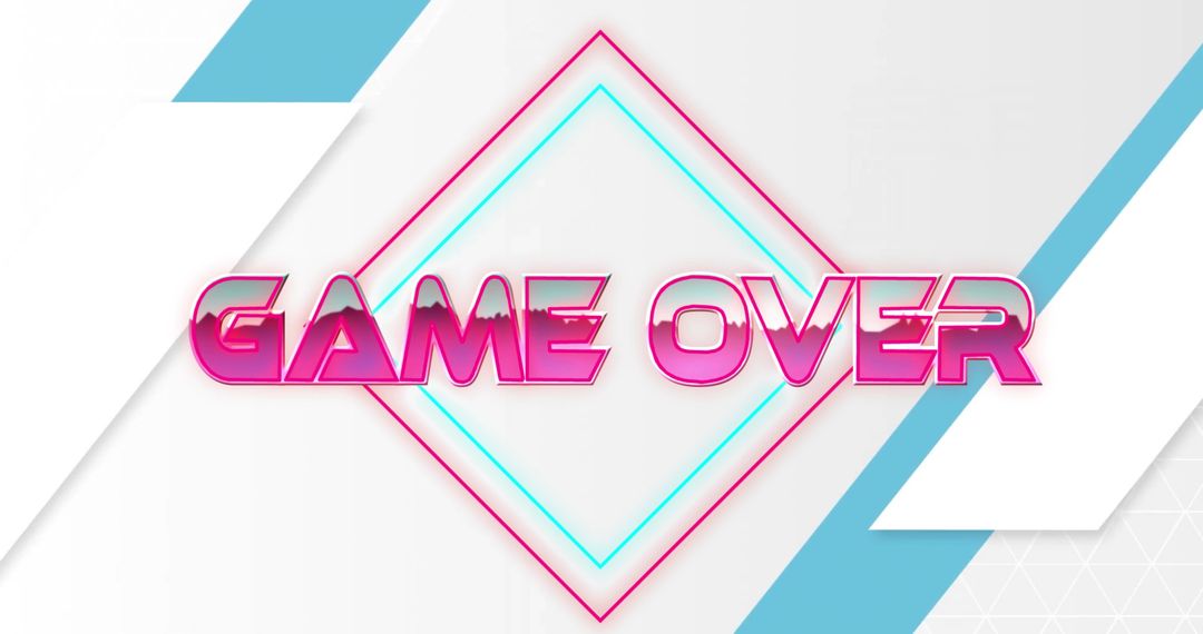 Retro Neon GAME OVER Banner 3D Glossy Typography Neon Diamond Glow Cyberpunk Futurism
