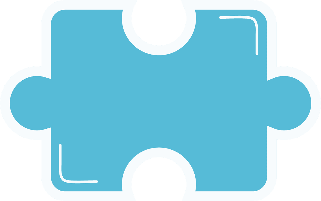 Single Blue Puzzle Piece on Transparent Background Symbolistic Design