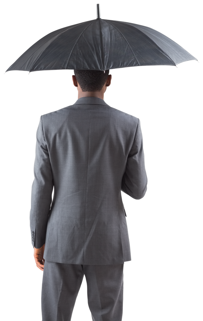 Transparent Businessman Standing Under Large Umbrella in Gray Suit - Download Free Stock Images Pikwizard.com