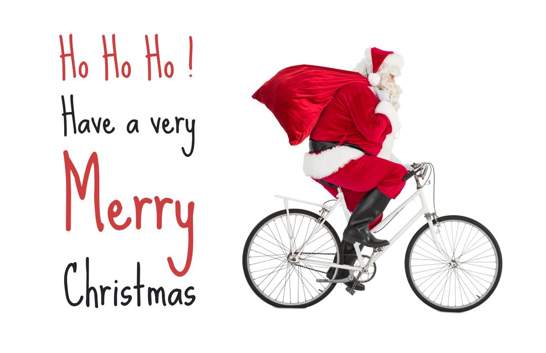 Santa Claus Riding Bicycle Brings Joyful Holiday Spirit