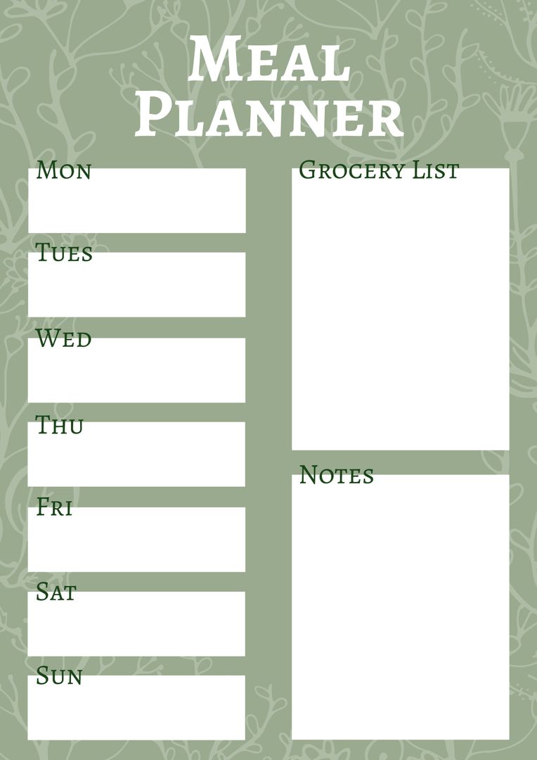 Weekly Meal Planner Template with Abstract Design - Download Free Stock Templates Pikwizard.com