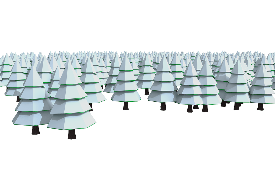 Transparent Snow-Covered Forest with Stylized Trees