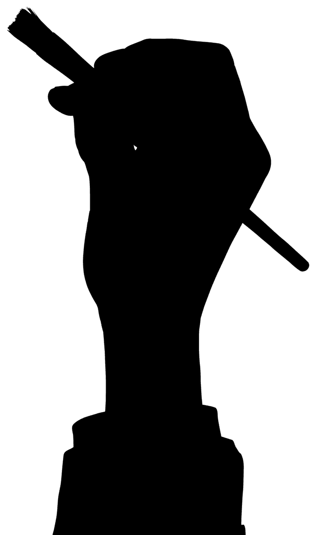 Silhouette of Hand Holding Brush on Transparent Background