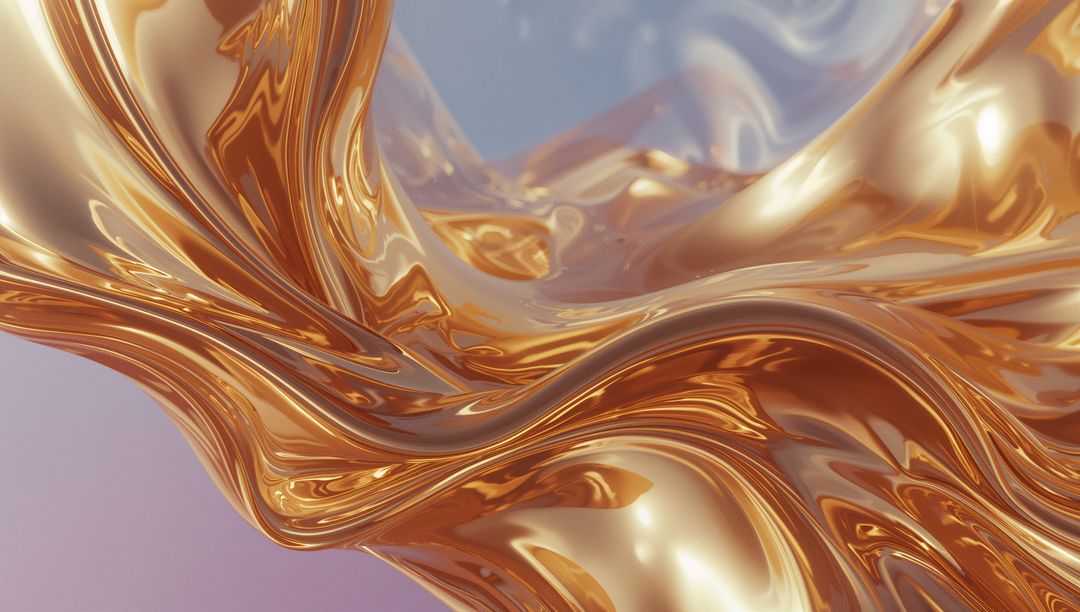 Twisting Gold Fluid Art with Reflective Glow