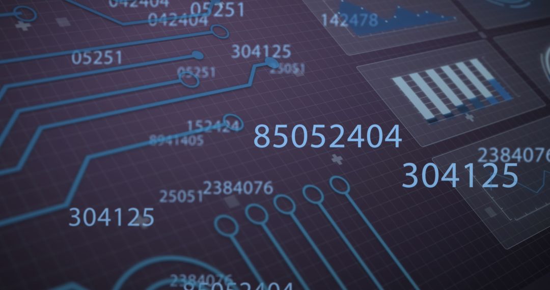 Futuristic Data Processing Visualization with Changing Numbers